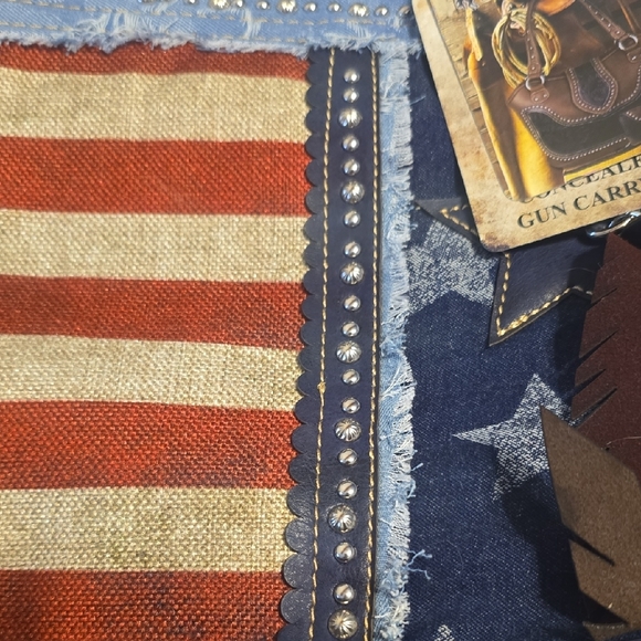 American Flag Denim Shoulder Bag - Picture 3 of 12